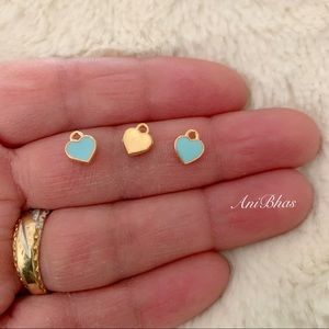 2 Light Blue Dainty Small Heart Charms